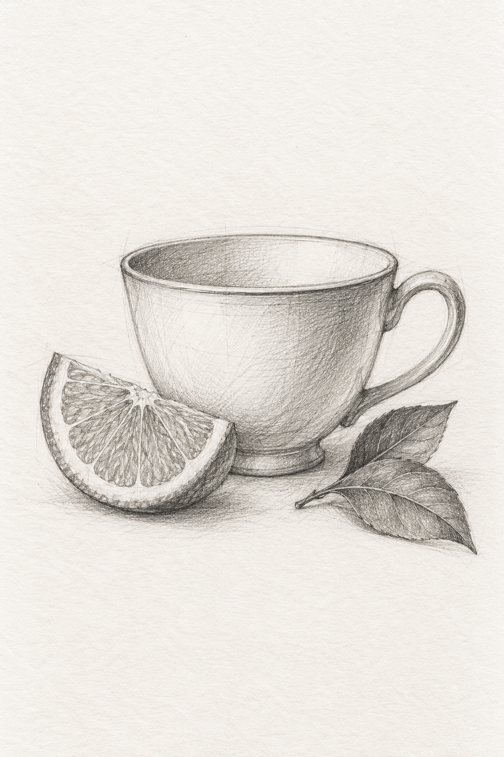AI-generated graphite teacup drawing used as a PNG teaching example, not a converted HEIC file